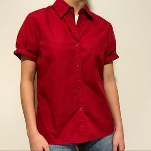 charter club red short sleeve button up shirt